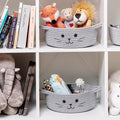 Small Woven Rope Storage Basket, Cute Cat Toy Basket for Living Room, Baby Baskets for Nursery, Gift Baskets Empty for Baby Shower, Grey, 9.8 x 4 inches