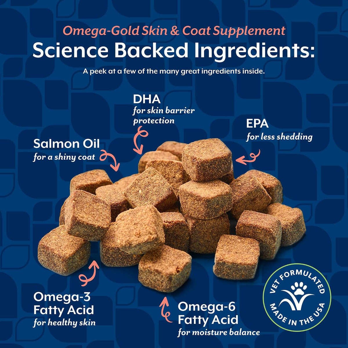NaturVet – Omega-Gold Plus Salmon Oil | Supports Healthy Skin & Glossy Coat | Enhanced with DHA, EPA, Omega-3 & Omega-6 | for Dogs & Cats | 180 Soft Chews