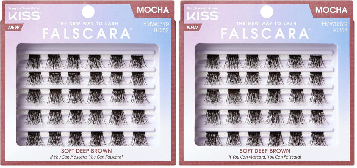 KISS Falscara DIY Eyelash Extension Lengthening Wisps - Featherlight Synthetic Reusable Artificial Eyelashes Multipack of 24 Mini Lash Clusters for that Authentic Eyelash Extension Look