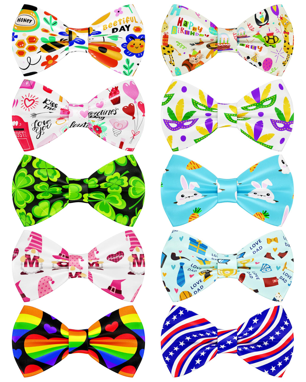 PET SHOW 10 Pack Fall Dog Bowties for Large Dogs Sliding on Collar