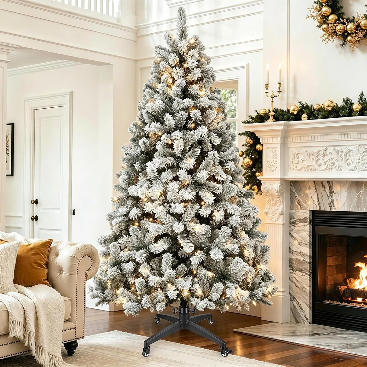 Rolling Christmas Tree Stand with Wheels Universal Base 9FT Artificial Tree