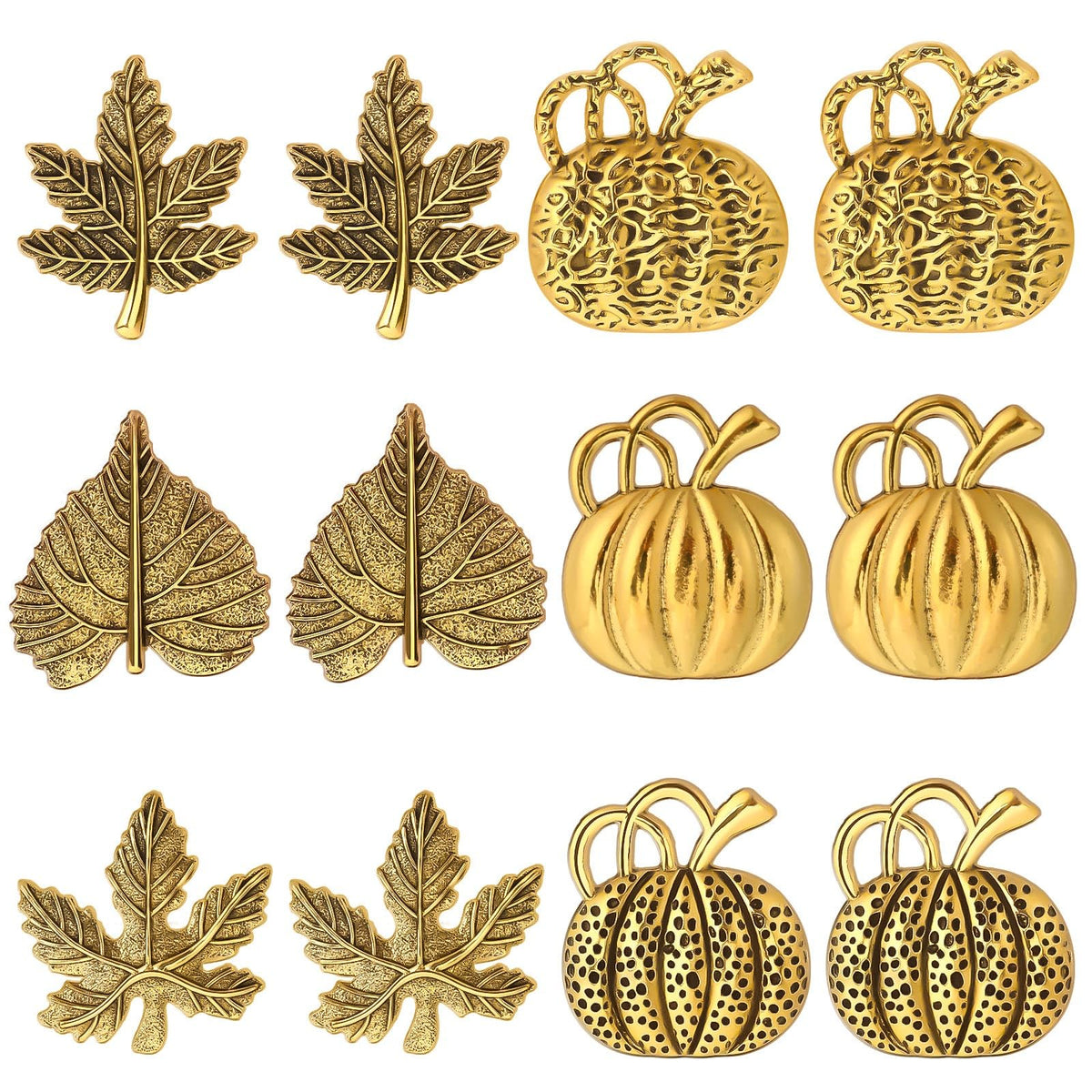 Turkey Napkin Rings Set of 12 Thanksgiving Gold Napkin Holders