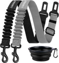 COOYOO Dog Seat Belt,3 Piece Set Retractable Dog Car Harness Adjustable Dog Seat Belt for Vehicle Nylon Pet Safety Seat Belts Heavy Duty & Elastic