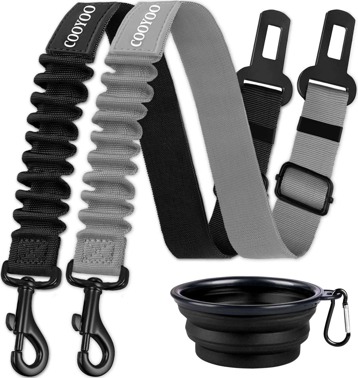 COOYOO Dog Seat Belt,3 Piece Set Retractable Dog Car Harness Adjustable Dog Seat Belt for Vehicle Nylon Pet Safety Seat Belts Heavy Duty & Elastic