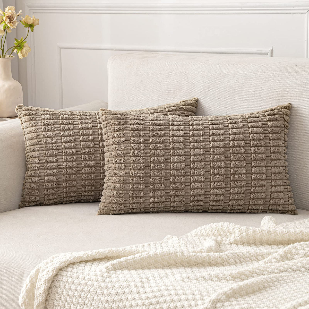 MIULEE Fall Decorative Throw Pillow Covers 18x18 Dark Rust Pack of 2