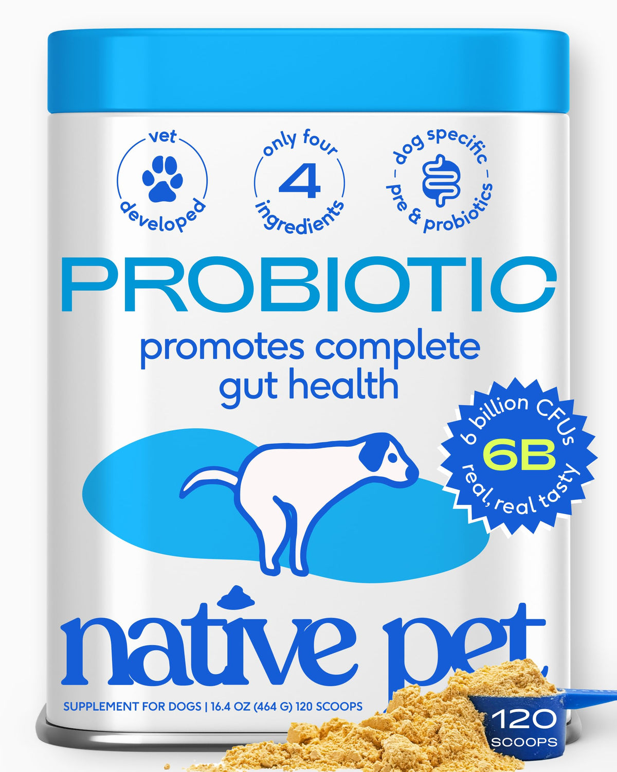 Native Pet Pumpkin for Dogs - Organic Dog Food Topper Powder - Promotes Firm Stools, Supports Digestive, Bowel Health & Nutrient Absorption - USDA Organic, Rich in Fiber with Real Pumpkin - 30 Scoops