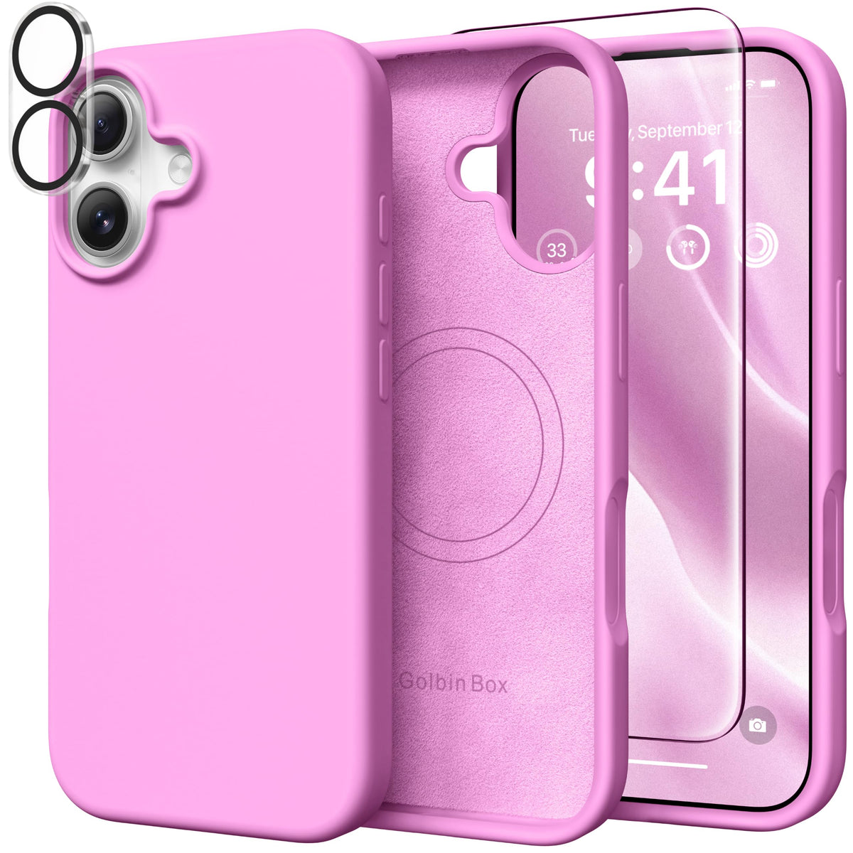 GolbinBox Magnetic for iPhone 16 Pro Max Case, Silicone Cover, Chalk Pink