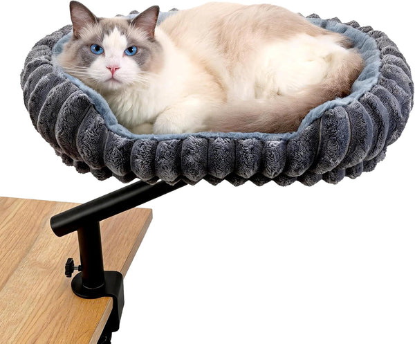 LECHONG Cat Desk Bed for Indoor Cats, 360° Rotating, Supports Up to 52 lbs