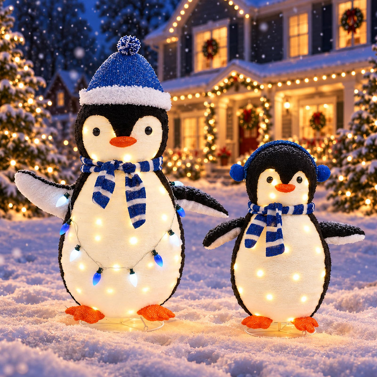 Gingerbread Man Christmas Outdoor Decor with LED Lights, Set of 2