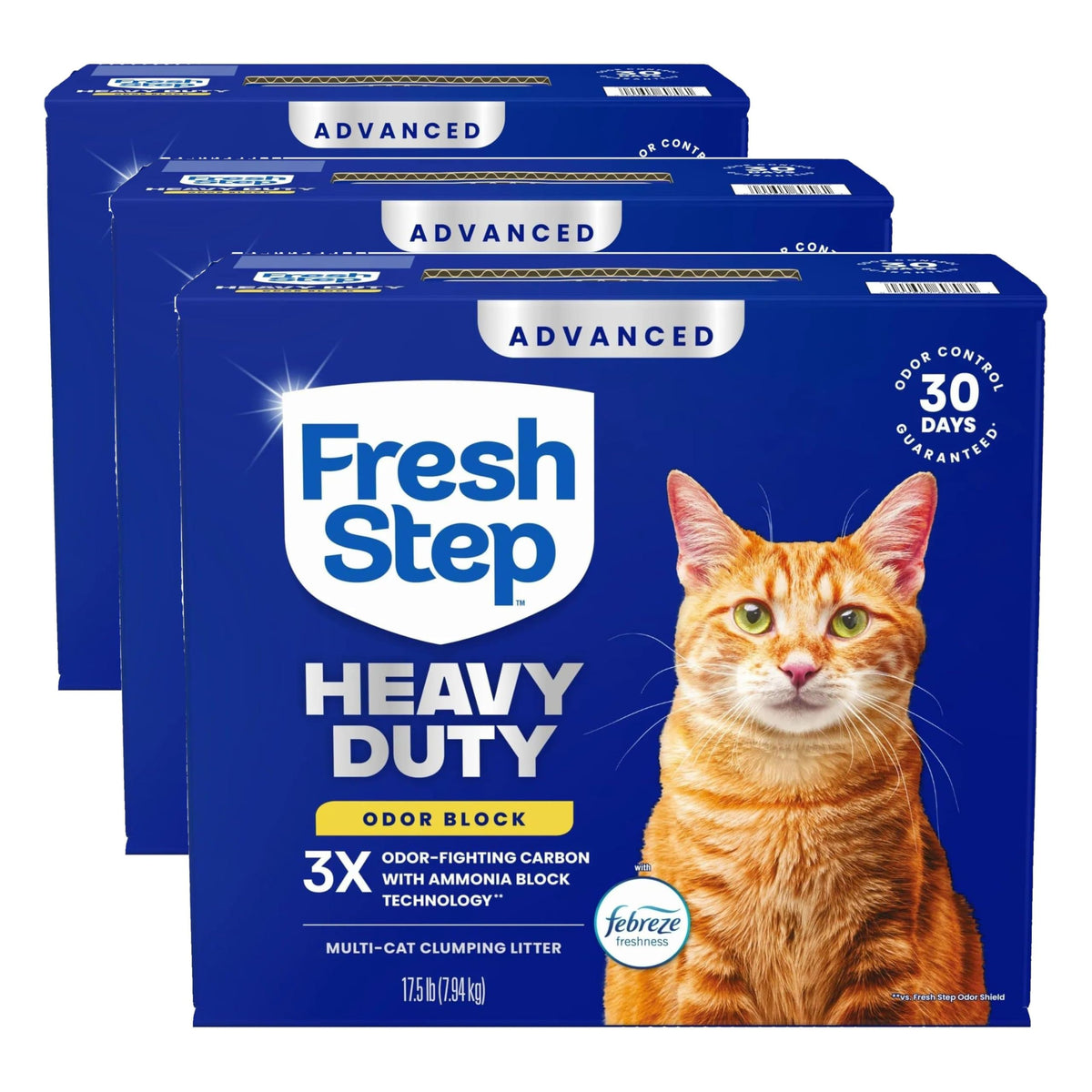 Fresh Step Heavy Duty Odor Block Advanced Multi Cat Clumping Litter with Febreze, 17.5 lb (Package May Vary)