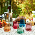 Colored Wine Glasses Set of 4, 13.5oz Lead-Free Crystal | Elegant Long Stem, Hand Blown, Autumn Tones, Fall Dinner Wedding Birthday Party, Ready-to-gift Box