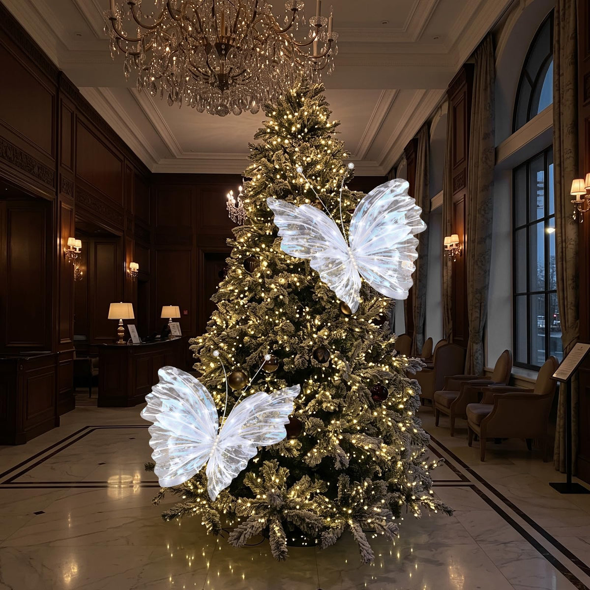 Yinkin 2 Pcs 20'' Christmas Large 3D LED Butterfly Decorations Pink