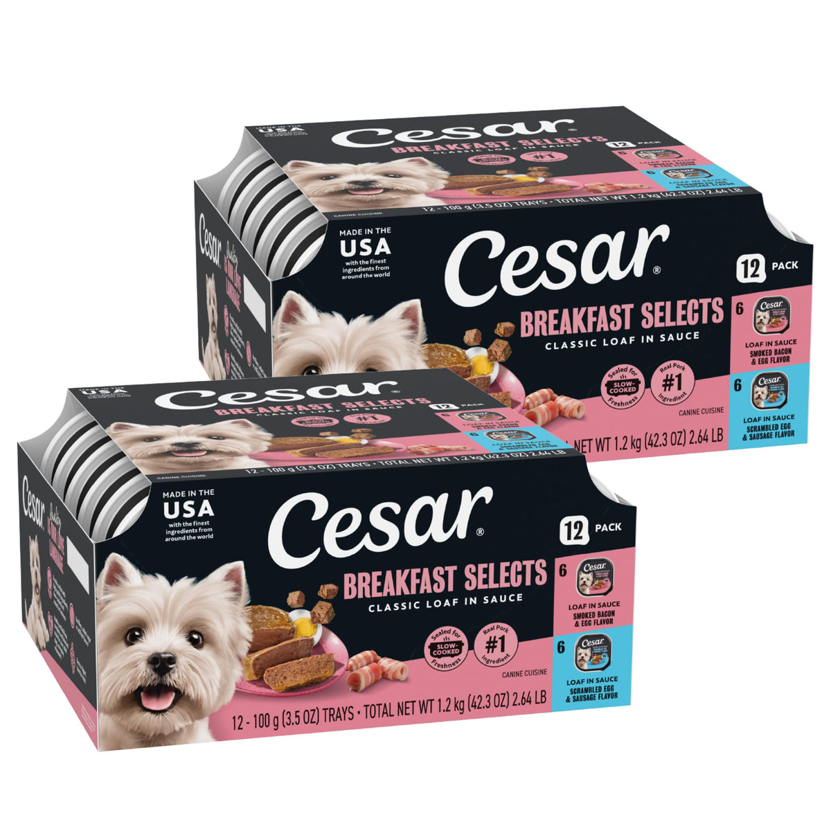Cesar Wet Dog Food Classic Loaf in Sauce Grilled Chicken, Filet Mignon, Porterhouse Steak, Beef, Chicken & Liver and Turkey Variety Pack 3.5 oz. Easy Peel Trays (36 Count, Pack of 1)