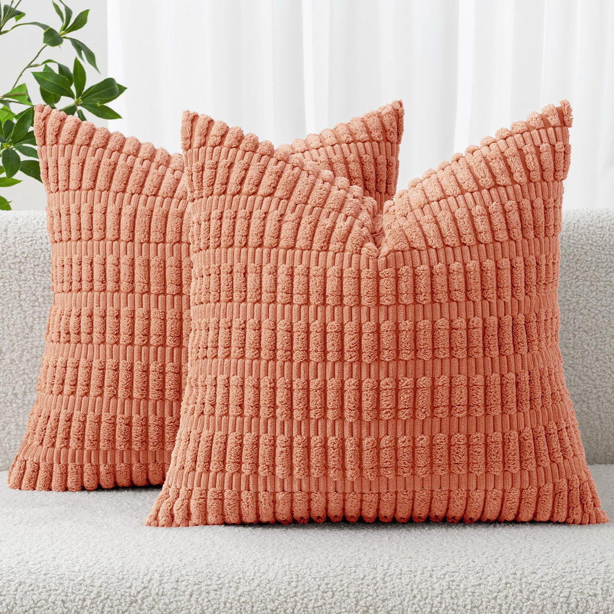 MIULEE Fall Decorative Throw Pillow Covers 18x18 Dark Rust Pack of 2