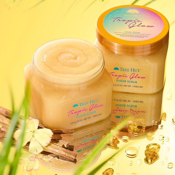 Tree Hut Body Scrub, Tropic Glow, 18 Oz | Exfoliating & Hydrating Sugar Scrub with Shea Butter & Essential Oils, Smooth Skin, Body Exfoliator For All Skin Types