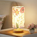 9" Small Table Lamp for Bedroom - Inline Control with 3000K Blub | Cream Shade and Wood Base | 680 Lumens | Easy Assembly | Minimalist Design | E26 | for Kitchen | for Kids Room