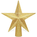 Christmas Tree Star Topper, 8" Gold Glitter Xmas Star Tree Decorations, 3D