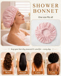Edoneery Reusable Shower Caps for Women, Waterproof Long Hair Bonnet | Washable Design, Wide Elastic Band, Large Fit, Holds Long Hair, Braids Friendly, Bath Accessories, Spa, Travel