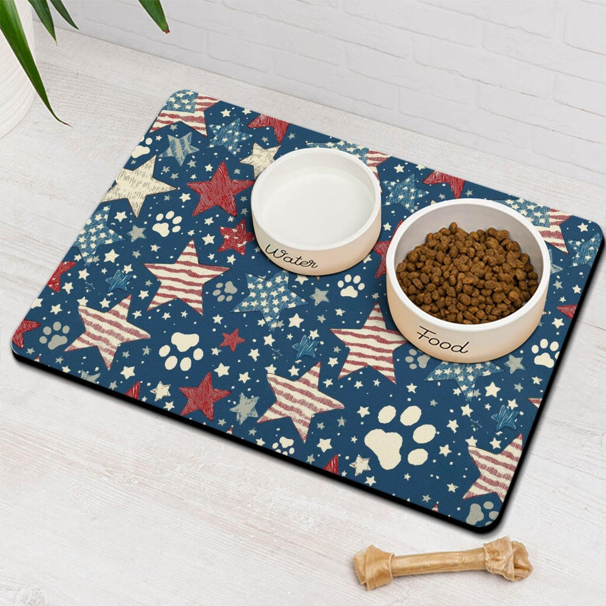 Fall Pumpkin Dog Food & Water Mat, Paw Prints Autumn Pet Feeding Mat for Floor Non-Slip Waterproof, Super Absorbent Cat Bowl Mat, Easy to Clean Eco-Friendly Durable Pet Placemat,12" × 20"