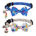 ADOGGYGO Halloween Cat Collar with Bow Bell, Skull Cat Bow Tie Collar