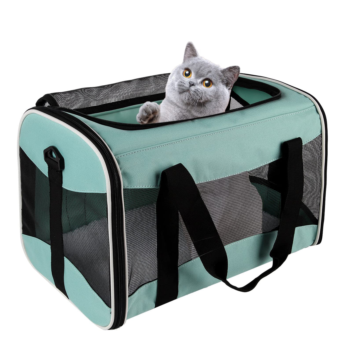Cat Carrying Case - Pet Carrier Airline Approved, Protable and Breathable Pet Travel Carrier Removable Fleece Pad, Collapsible Cat Carrier Dog Carrier for Medium Cats Small Cats Dogs (Small, Pink)