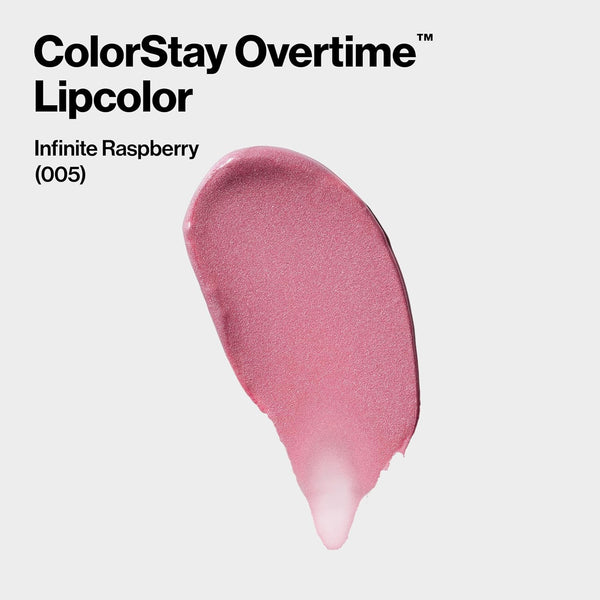 Revlon ColorStay Overtime Liquid Lipstick with Clear Lip Gloss, Long-Lasting Lip Color, Dual Ended with Moisturizing Vitamin E, 005 Infinite Raspberry, 0.07 fl oz