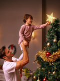 BrizLabs Gold Star Christmas Tree Topper, 8.5 in Lighted 5-Point Tree Star