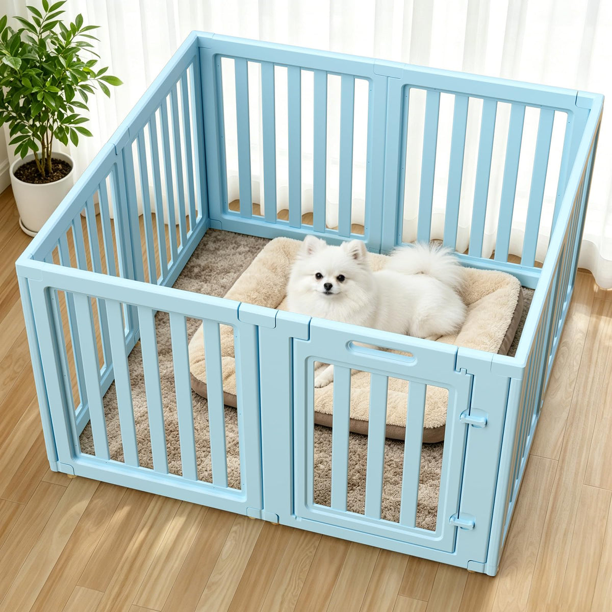 Dog Playpen, Clear Dog Pen, Dog Pen Indoor, Easy to Install and Remove Dog Play Pen, Puppy Playpen Suitable for Dogs, Cats,Dog Playpen Indoor (White, 23.6 inch Height, 8 Panels)