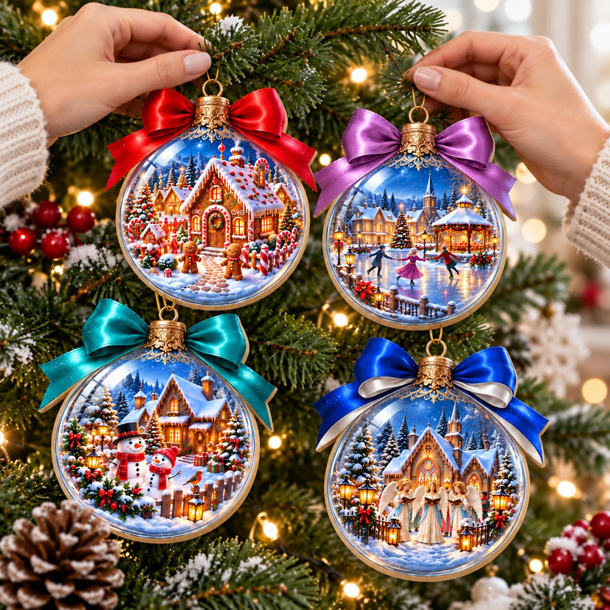 16Pcs Gingerbread Cat Christmas Ornaments