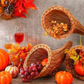 Dandat 1 Pcs Fall Cornucopia Basket Centerpiece 13.78 Inch, Imitation Vine