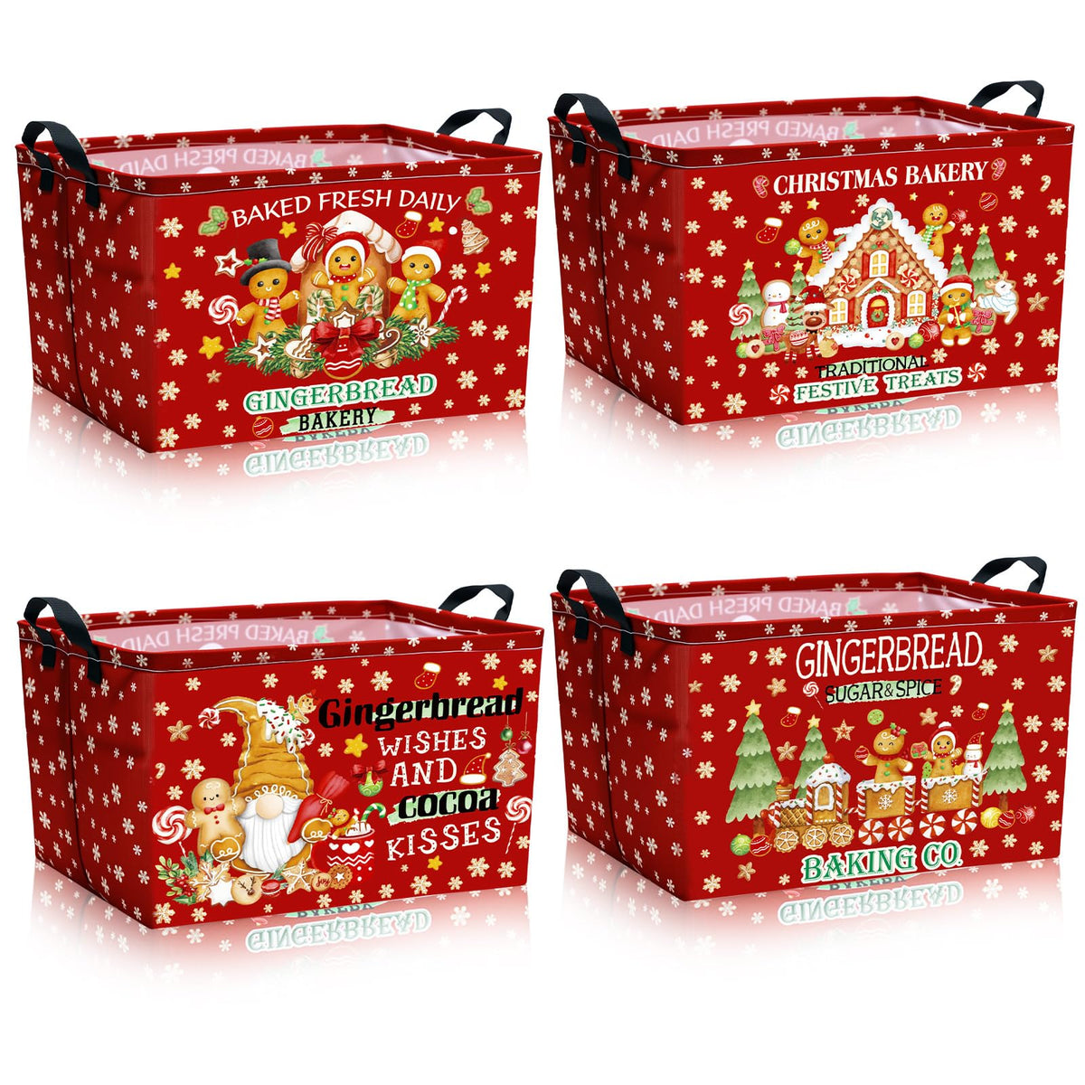 4 Pcs Thanksgiving Storage Basket Empty with Handles, Large Fabric