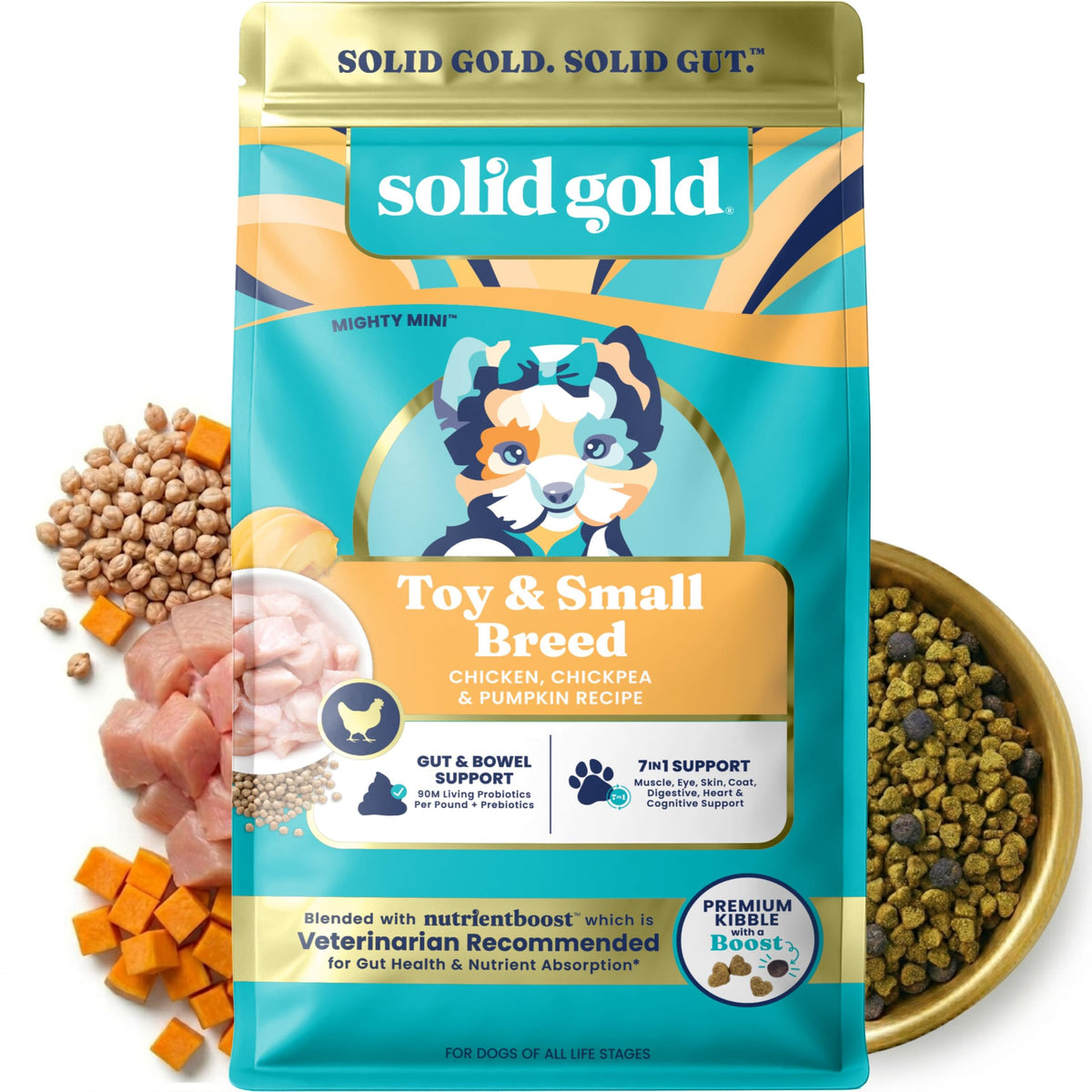 Solid Gold Bison Dry Dog Food for Large Dogs – High Protein, Whole Grain Kibble with Real Bison, Brown Rice & Omega 3 – Large Kibble w/Probiotics for Gut Health - Adult Dog Food - Nutrientboost™–22LB
