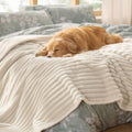 Bedsure ComfyFleece™ Waterproof Dog Blankets for Large Dogs,50x60 Cream | Soft Plush Couch Cover,Washable Corduroy Fleece for Furniture Protector,Cozy Calming Reversible Pet Blanket for Senior Dogs