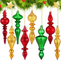 Mifoci 8 Pcs 6 Inch Mercury Glass Finial Christmas Ornaments,Red