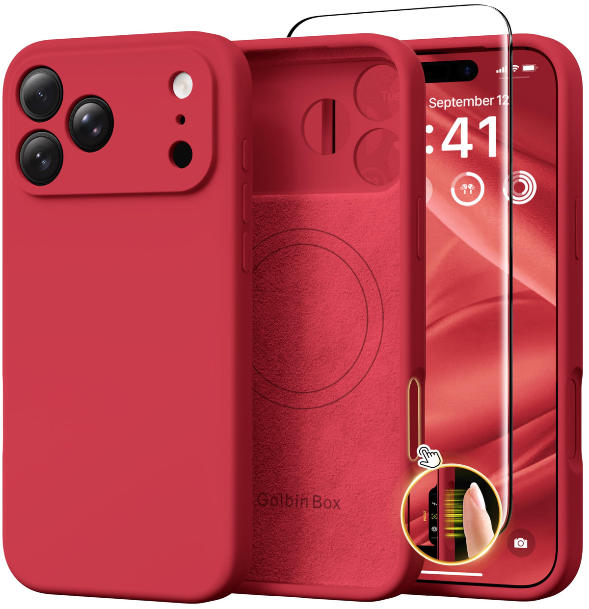 GolbinBox Magnetic for iPhone 16 Pro Max Case, Silicone Cover, Chalk Pink