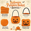 OIASKET Cotton Rope Halloween Pumpkin Basket with Handle, Trick or Treat Bucket for Kids, Woven Boo Candy Basket for Neighborhood Parades & Indoor Holiday Home Decor