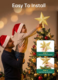 Brightown Gold Glitter Christmas Tree Topper Star, Sparkling Holiday Decor