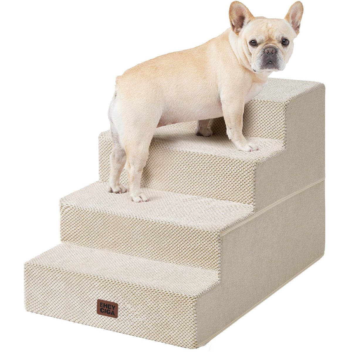 EHEYCIGA Dog Stairs for Bed 18" H, 4-Step Dog Steps for High Bed, Pet Steps for Small Dogs and Cats, Non-Slip Balanced Pet Ramp Indoor, Grey