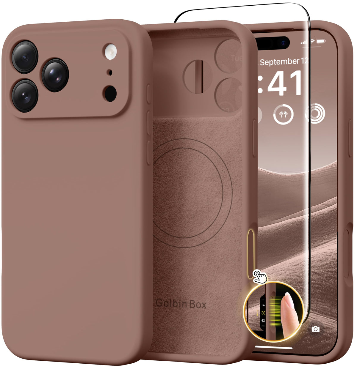 GolbinBox Magnetic for iPhone 16 Pro Max Case, Silicone Cover, Chalk Pink