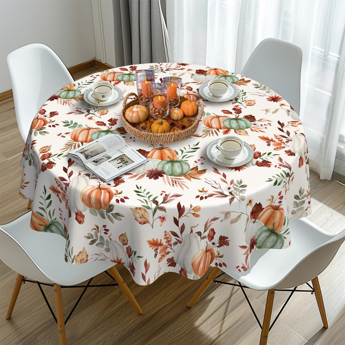 Fall Thanksgiving Tablecloth Waterproof Pumpkin Table Cloths for Autumn Harvest Indoor Outdoor Dining Room Decor-60 * 84" Oval