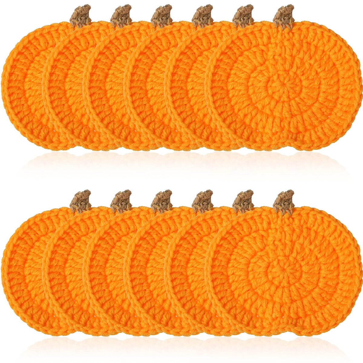 Irenare 4 Pcs Fall Crochet Pumpkins Coaster Halloween Thanksgiving Decor