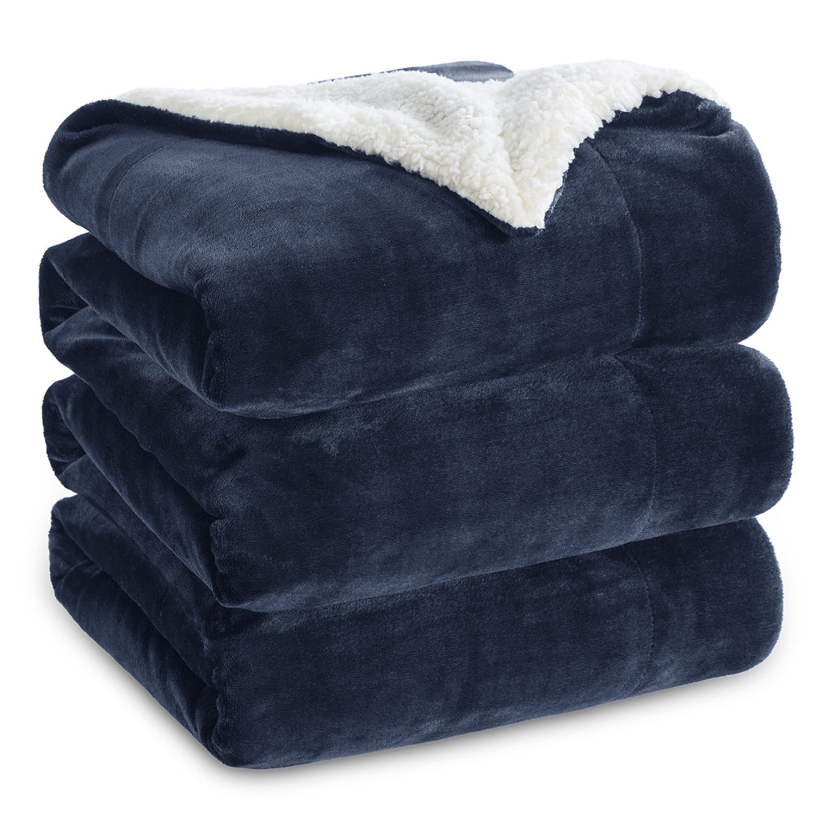 Bedsure GentleSoft Sherpa Fleece Throw Blanket for Couch, Non-Heated, Thick and Warm Throw for Women and Men, Soft Fuzzy Plush Weight Blanket for Winter, Navy, 50x60 Inches