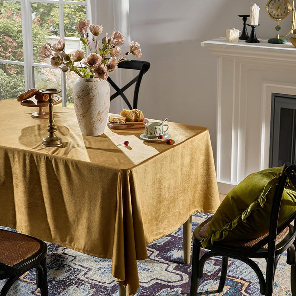 Christmas Gold Velvet Table Cloth Rectangle Table Fall French Table Cloth