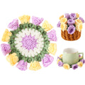 Crochet Flower Coasters, Handmade Bouquet Coasters with Crochet Plant Pot (Sunflower Yellow, 1Pc)