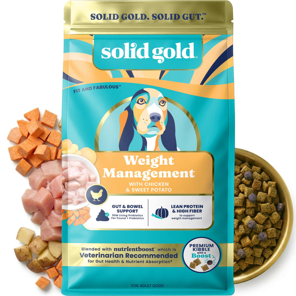 Solid Gold Bison Dry Dog Food for Large Dogs – High Protein, Whole Grain Kibble with Real Bison, Brown Rice & Omega 3 – Large Kibble w/Probiotics for Gut Health - Adult Dog Food - Nutrientboost™–22LB