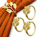 Thanksgiving Napkin Rings Set of 12 Gold Leaf, Christmas Napkin Rings