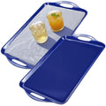 Thanksgiving Serving Trays with Handles, 19 x 11.6 Inch, Set of 2, Bamboo Fiber Serving Platter, Dishwasher Safe, with Removable Silicone Mats, Turkey and Fall Plaid