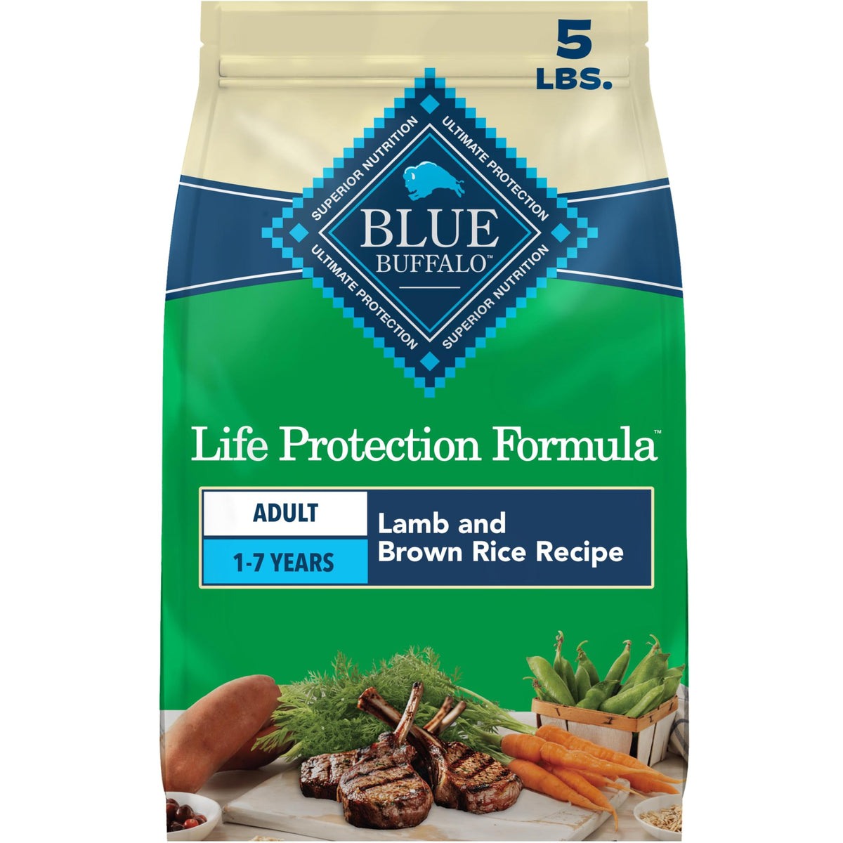 Blue Buffalo Life Protection Formula Lamb & Brown Rice Adult Dry Dog Food, Supports Immunity with Antioxidant-Rich LifeSource Bits, Promotes Healthy Muscle Development, Skin & Coat Health, 15 lbs.