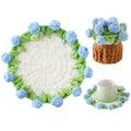 Crochet Flower Coasters, Handmade Bouquet Coasters with Crochet Plant Pot (Sunflower Yellow, 1Pc)