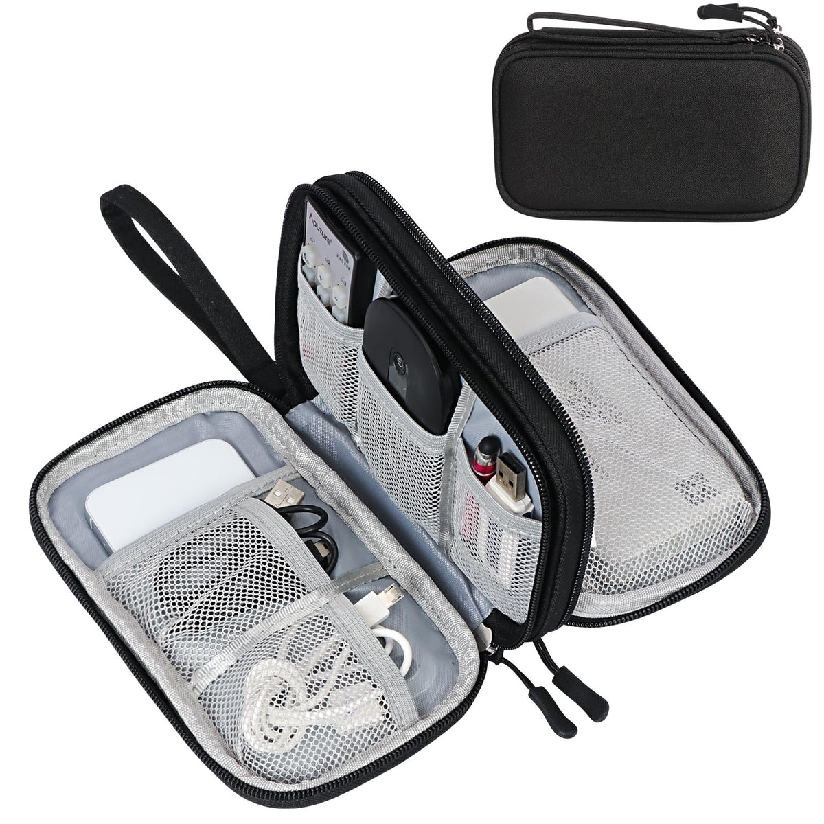 FYY Electronic Organizer, Travel Tech Pouch Bag, Cable Organizer Black